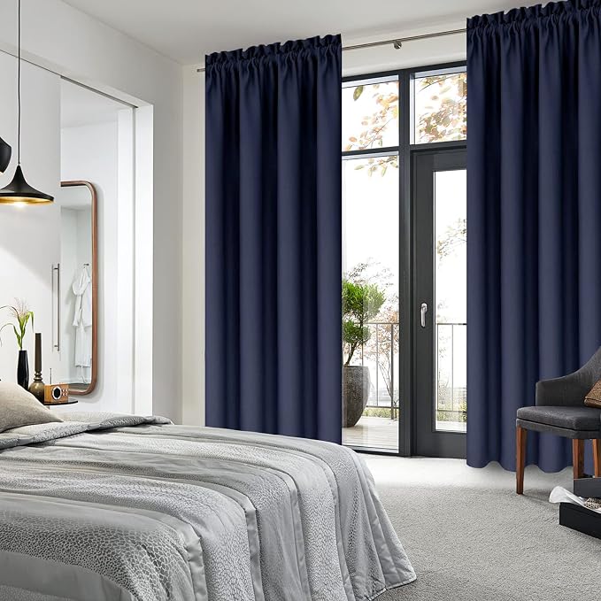 DWCN Navy Room Darkening Blackout Curtains - Image 2