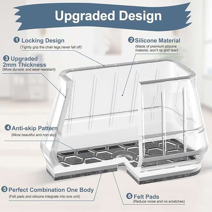24PCS Rectangular Chair Leg Floor Protectors - Image 2