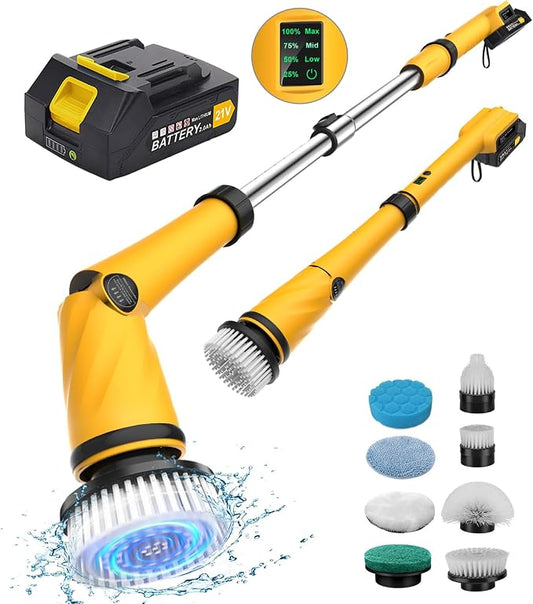 Qimedo Upgrade 1200 RPM Battery Electric Spin Scrubber, Highly Powerful by qimedo