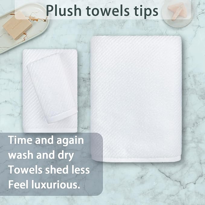 VOOVA & MOVAS White Towels for Bathroom, 100% Cotton | Quick Dry | Soft | Thick - Image 4