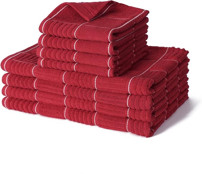 Glynniss Red Kitchen Towels and Dishcloths Set, Dish Towels and Dish Rags Set by Glynniss