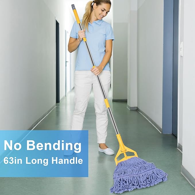 Commercial Mop with Extra Head Replacement, 63Inch Handle Heavy Duty Industrial - Image 3