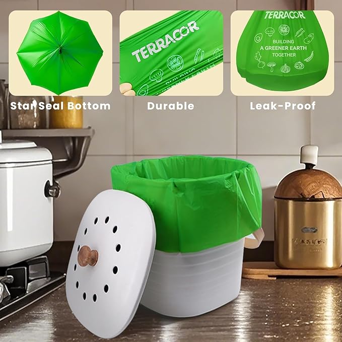 1.3 to 1.6 Gallon Compostable Trash Bags, Food Waste, Dispenser Packs Organic - Image 6