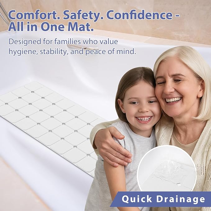 Bathtub Mat Non Slip Silicone Foldable Extra Long Tub Mat Strong Suction Cups & - Image 7