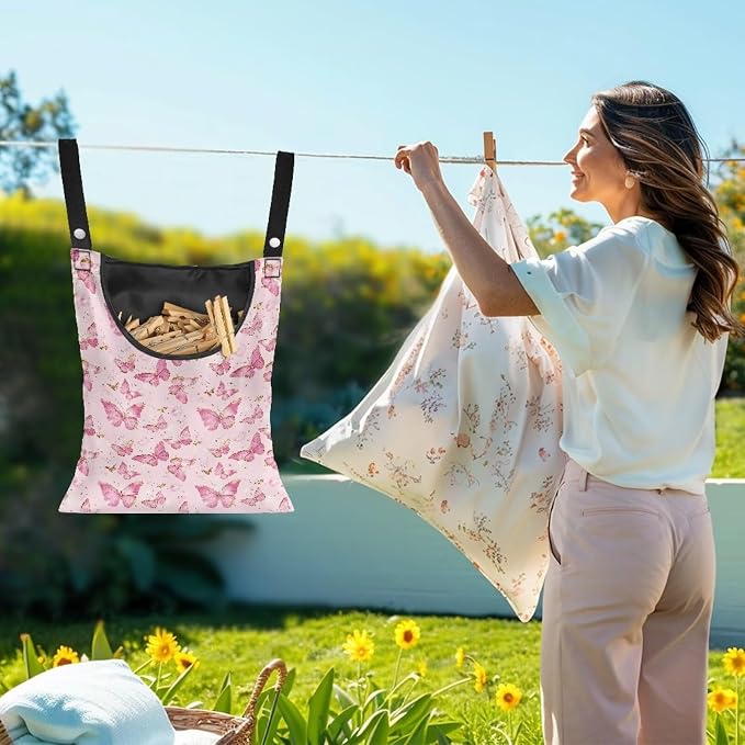 2 Pcs Butterflies Print Clothespin Bag - Image 2