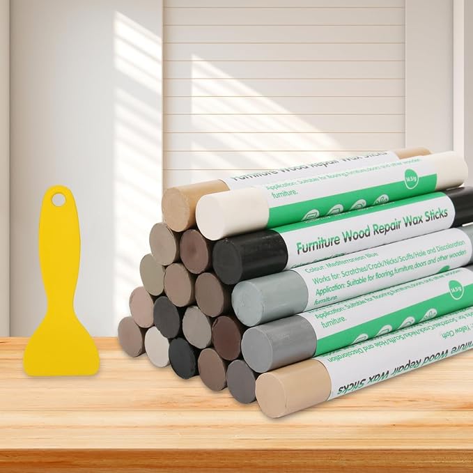Furniture Markers Touch Up, 20 Colors Wood Filler Sticks, Wood Wax Crayons by Hosifiy