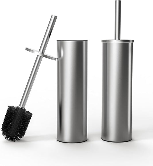 Toilet Brush and Holder Set, 2 Pack Stainless Steel Toilet Bowl Brush by WZKALY