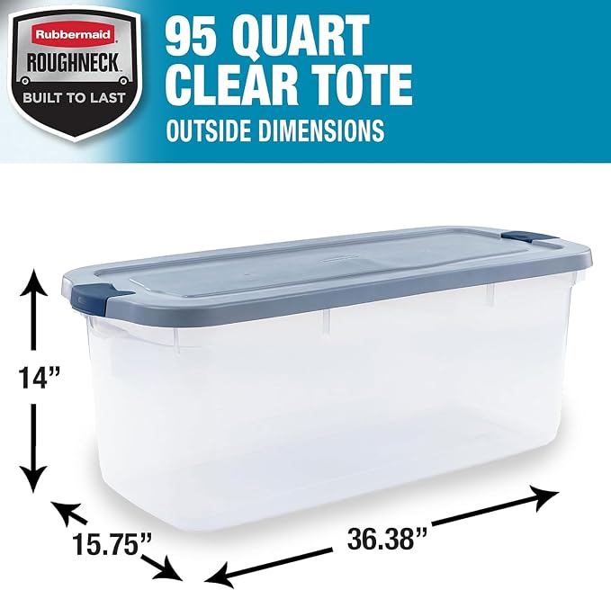 Rubbermaid Roughneck Clear 95 Qt/23.75 Gal Storage Containers, Visible Base - Image 2