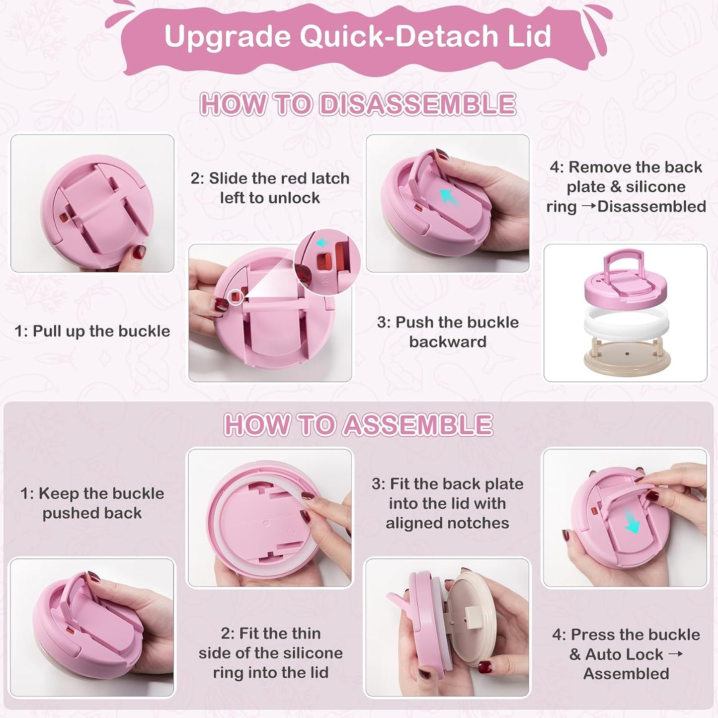 14oz Vacuum Insulated Food Jar with Spoon Buckle Lid, Kids Soup Thermo for Hot Food Wide Mouth Leakproof Stainless Steel Lunch Container - Pink