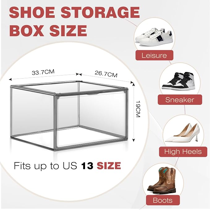 10 Pack Clear Shoe Box Shoe Storage Organizer - Image 2