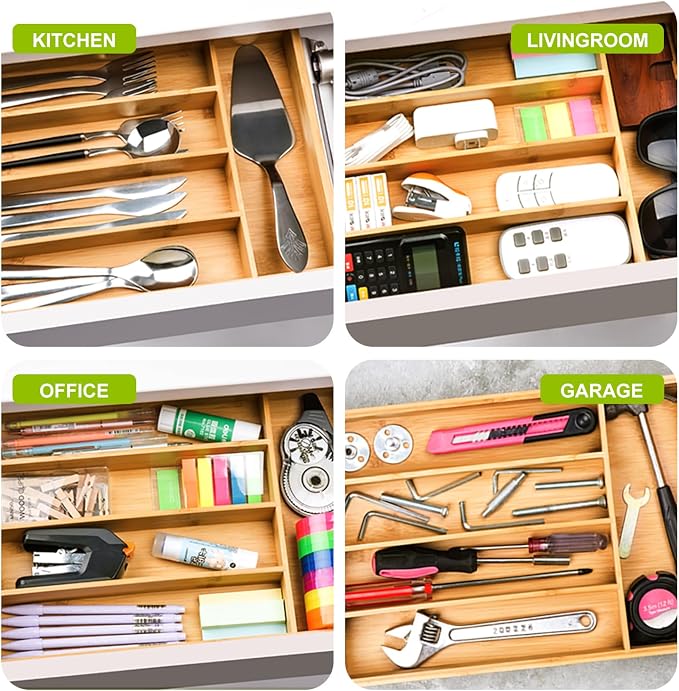 Bamboo Utensil Drawer Organizer, Kitchen Organizer - Image 7