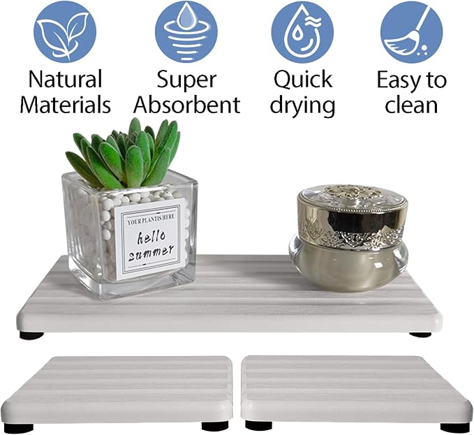 Set of 3 Diatomite Hand Soap Holder, Water Absorbing Stone Tray - Image 5