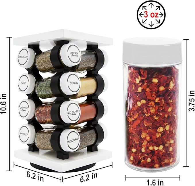 Orii Spice Rack 16 Jar Set White Filled - Image 2