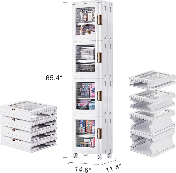 VECELO 4-Tier Tall Narrow Storage Cabinet - Image 2