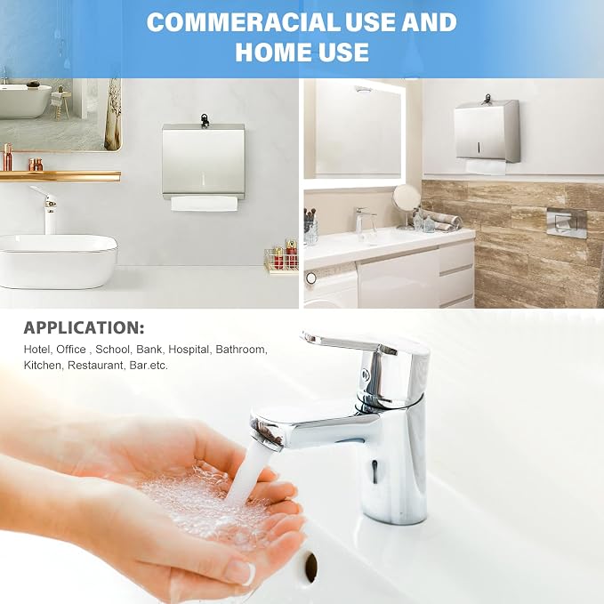 Paper Towel Dispenser Wall Mount Commercial, C Fold Multifold Hand Paper Towel - Image 6