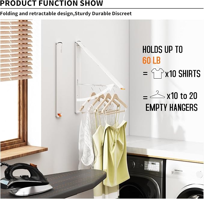 Clothes Drying Rack for Laundry Drying Rack Wall Mounted Clothes Hanger Rack - Image 2