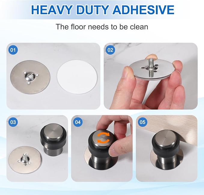 PATIKIL 2Set Round Door Stoppers, 60mm Stainless Steel Door Stop Doorstop Wedge - Image 5