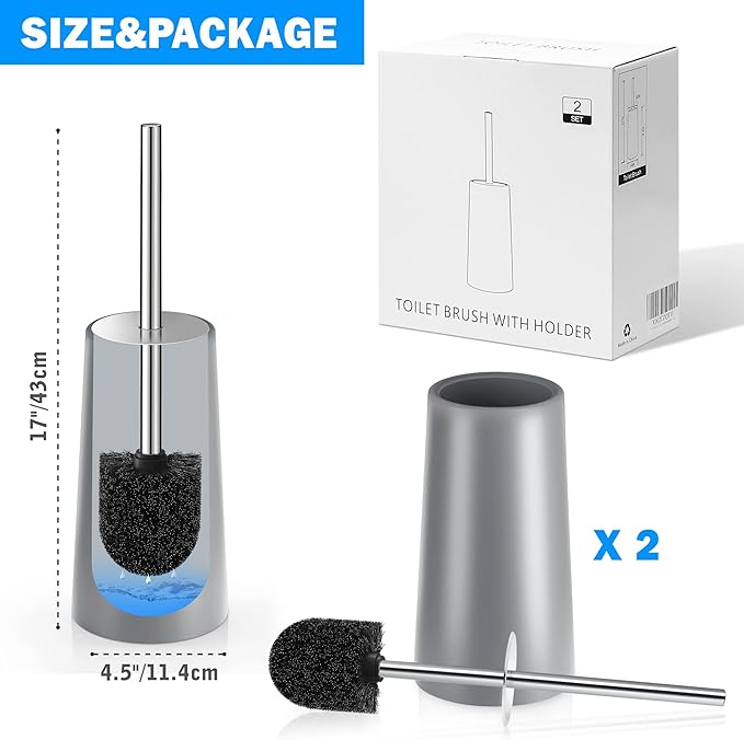 Toilet Brush and Holder, 2 Pack Toilet Brush - Image 7