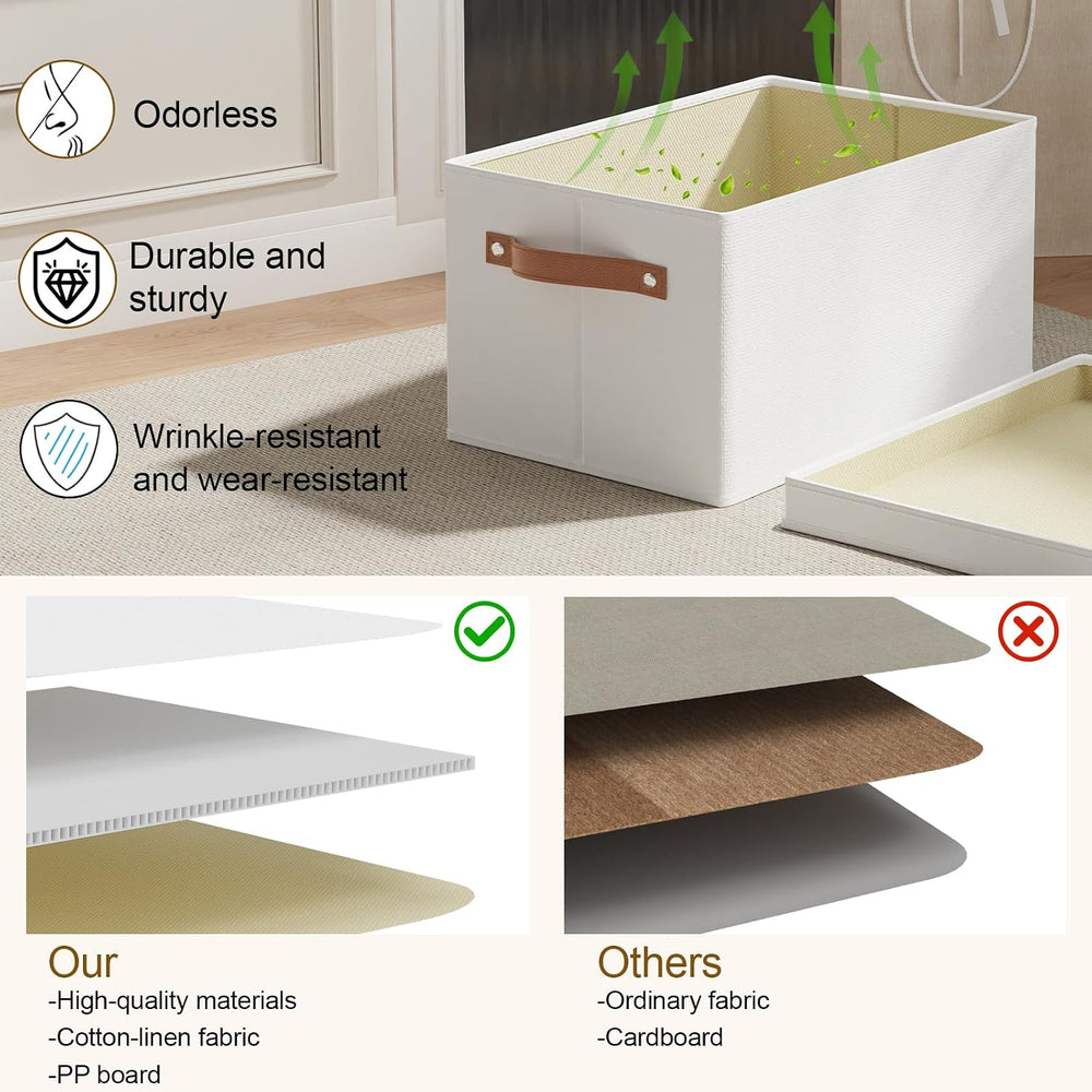 White Foldable Storage Bins,10.2×7.8×6.7 In,Shelf Baskets,5-Pack