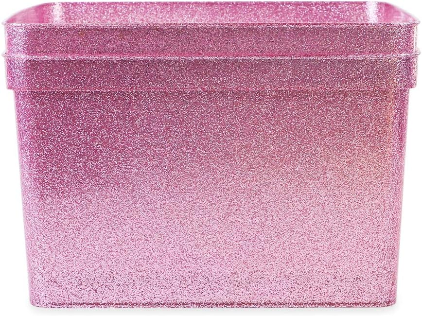 Isaac Jacobs Large Glitter Storage Bin Set (14" x 11.5" x 8.75")