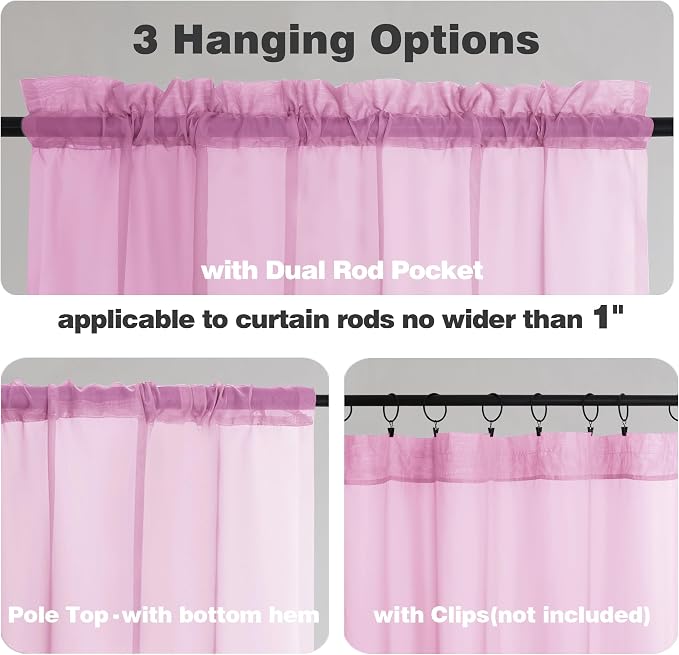 Chyhomenyc Light Pink Sheer Curtains 84 Inch Length 2 Panels, Light Filtering - Image 5