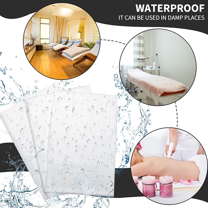 Breling 100 Pcs 31.5 x 71 Inch Disposable Bed Sheets Oil-proof PE Film Massage - Image 4