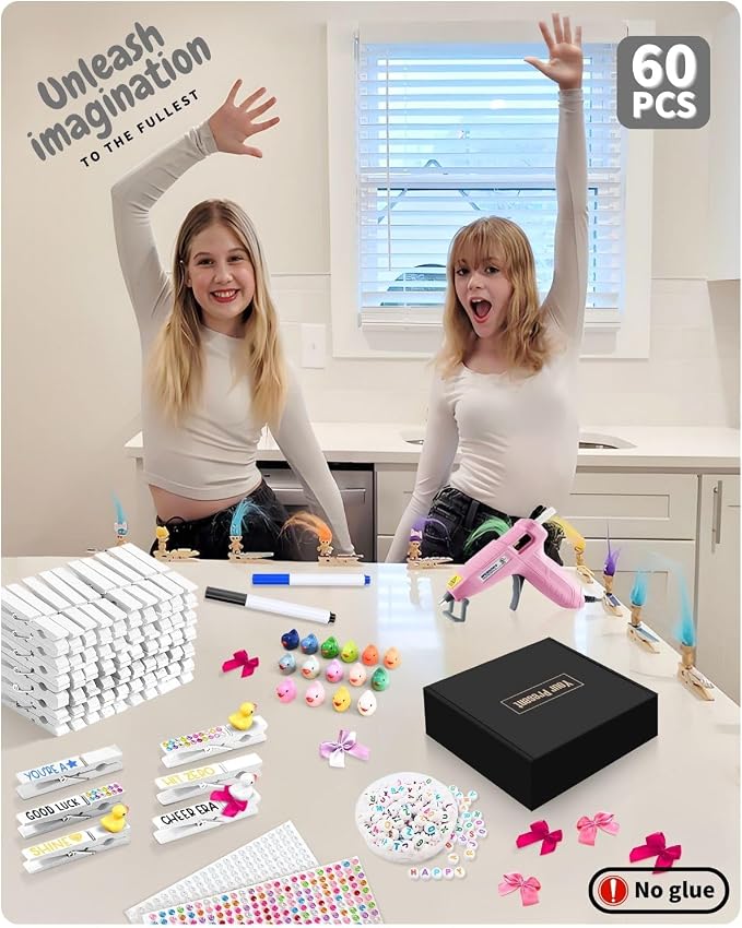 Cheer Pins for Backpack Cheer Stuff Kit 70 White Colored Clothes Pins - Image 4
