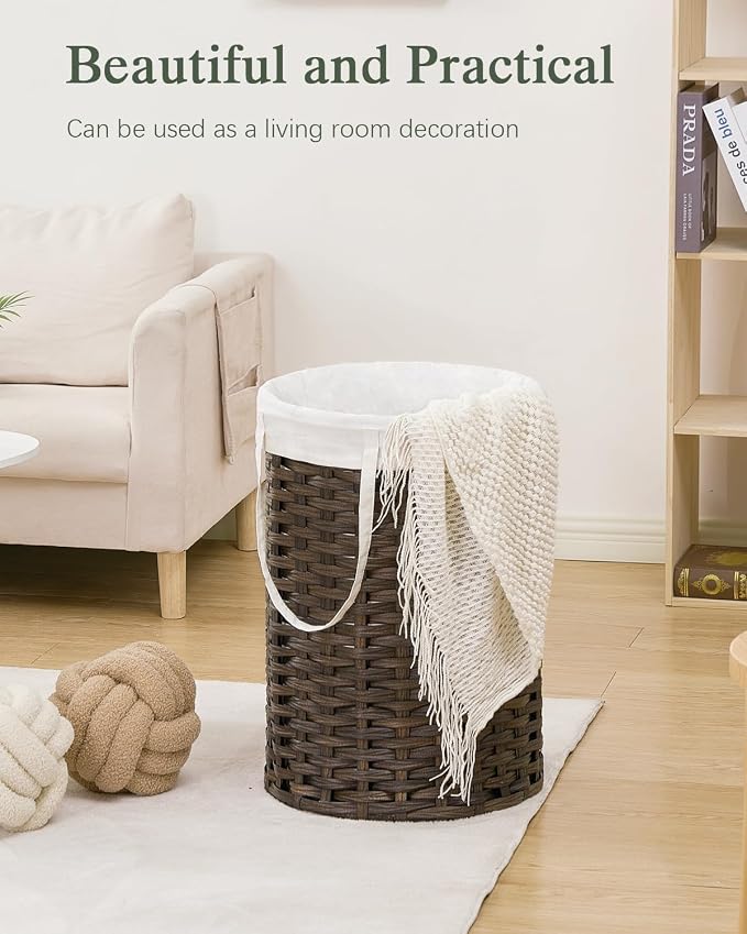 Laundry Hamper Laundry Basket Round 19.0 Gal Handwoven Rattan Laundry Basket - Image 8