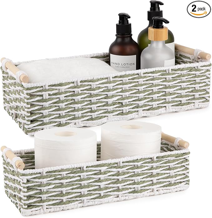 OIAHOMY Toilet Paper Baskets Handmade Paper Rope Decorative Wicker Storage Tank by MasterofSpaceOptimization