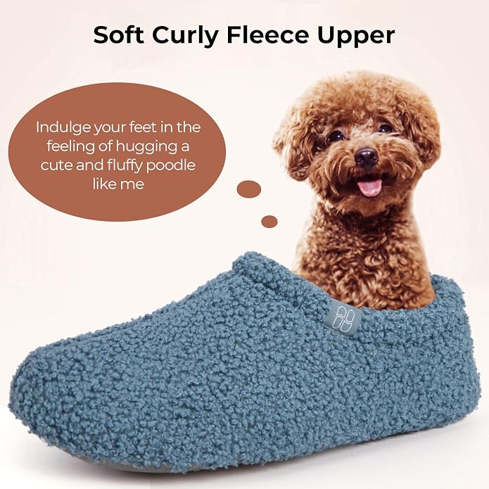 HomeTop Women's Fuzzy Curly Fur Memory Foam Loafer Slippers - Image 3