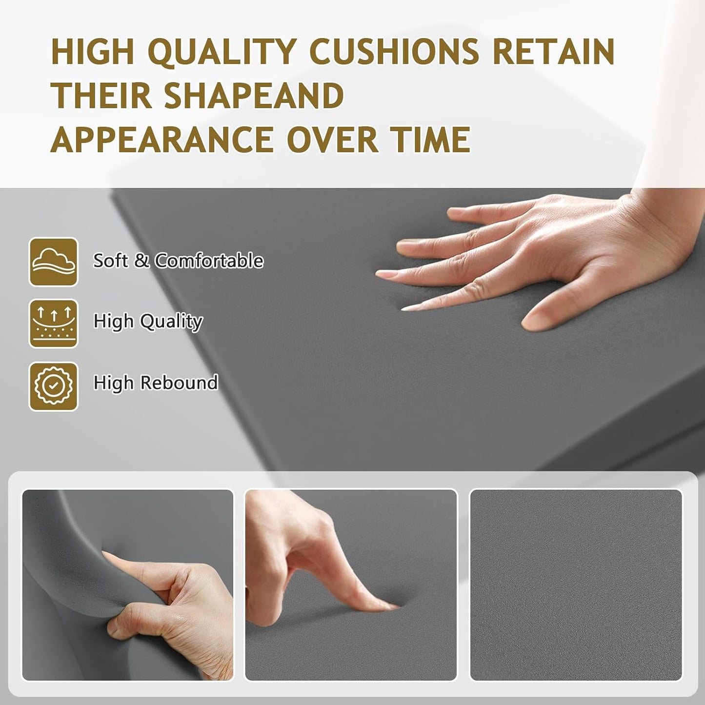 MYLIFESION Couch Cushion Support for Sagging Seat, 24x24x2 inches High-Density Foam Sofa Cushions Support, Under Cushion Sag Repair, Grey Set of 1