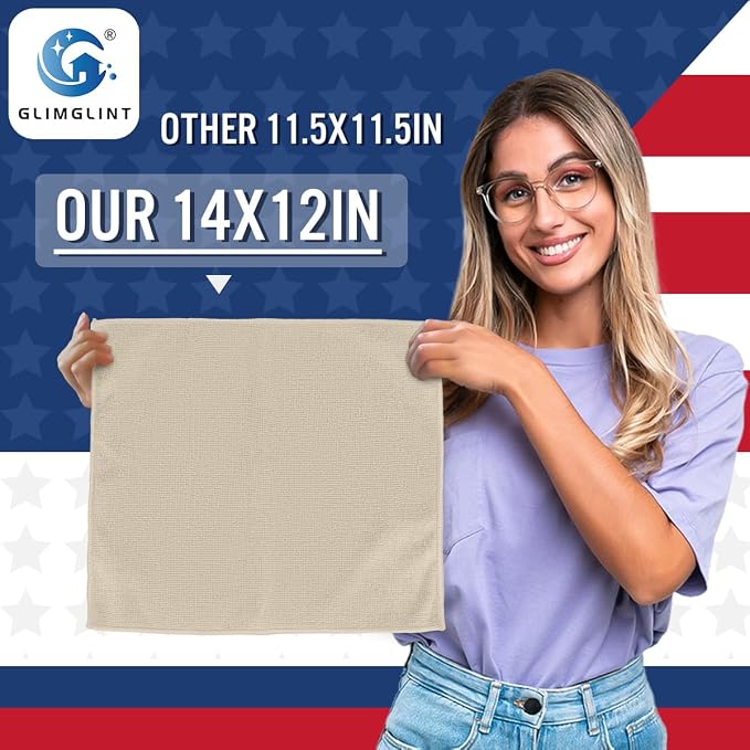 GLIMGLINT Brown Microfiber Cleaning Cloth, 12 Pack Cleaning Towels - Image 2