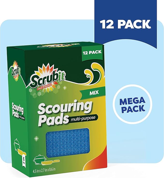 SCRUBIT Multi-Purpose Dish Scrub Sponge, Non Scratch Scouring Pads, Cleaning - Image 3