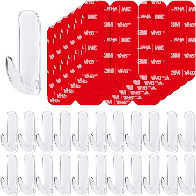 Wall Hooks for Hanging Heavy Duty, Medium 22 Self Adhesive Wall by Julywind