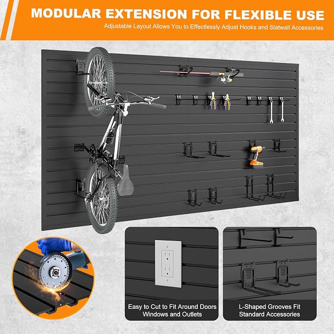 DoCred Slatwall Paneling Organizer, 4x7.5 FT PVC Garage Slat Wall Storage - Image 6