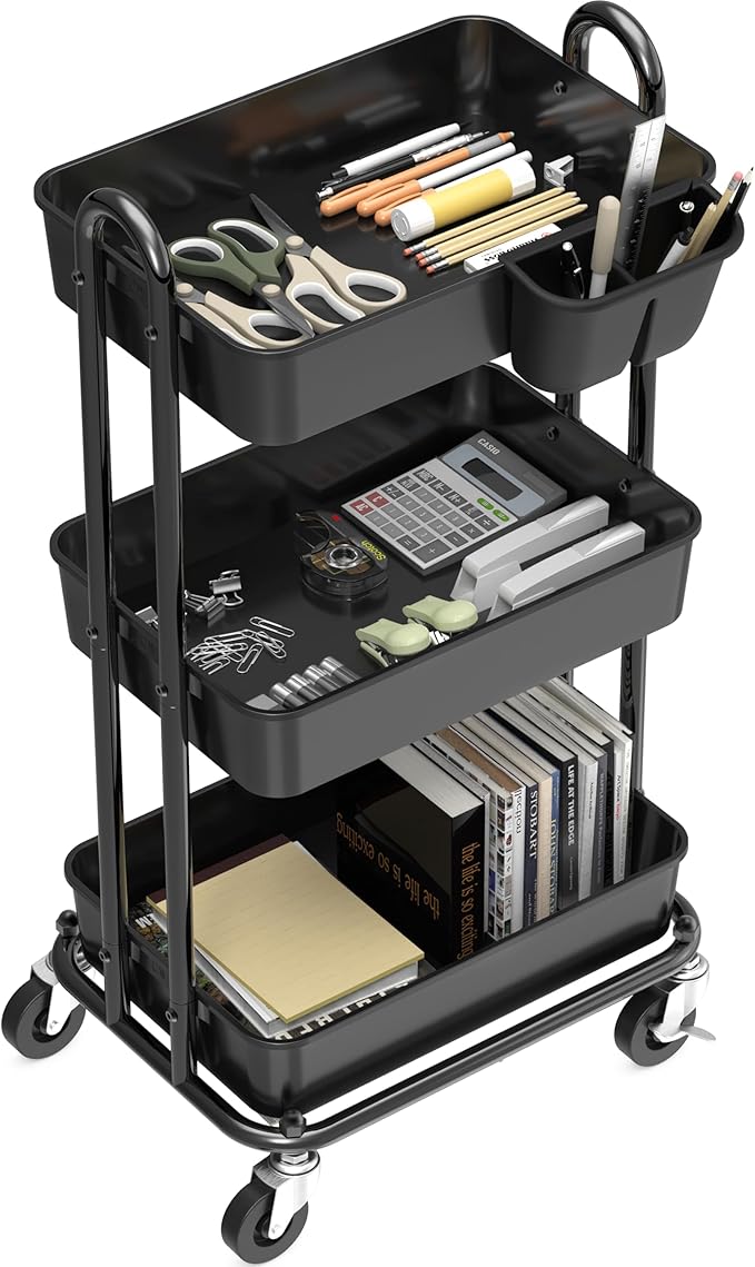 Simple Houseware 3-Tier Multifunctional Rolling Utility Cart - Image 2