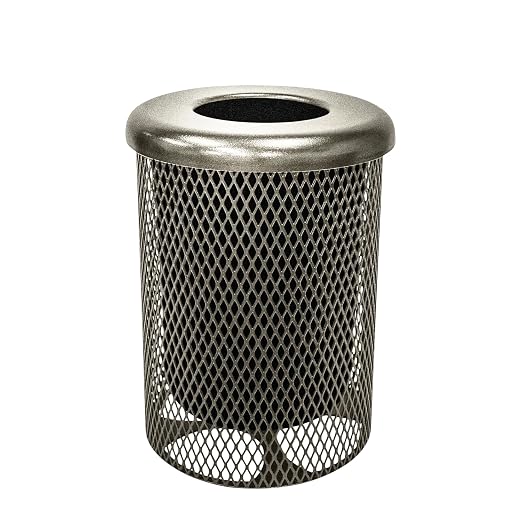 COATEDOUTDOORFURNITURE 32-Gallon Heavy-Duty Expanded Metal Round Trash by CoatedOutdoorFurniture