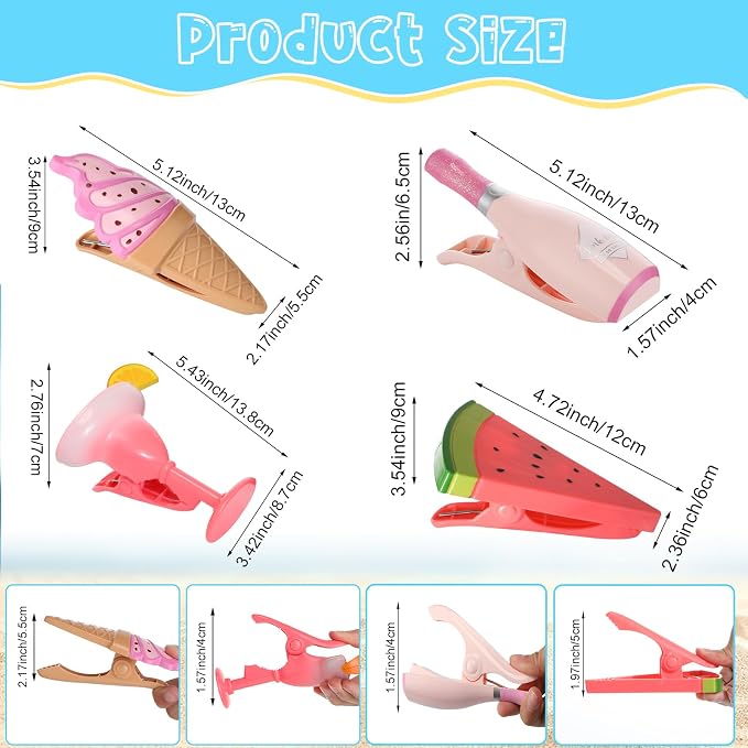 Sieral 8 Pcs Beach Towel Clips Beach Chair Pool Clips - Image 2