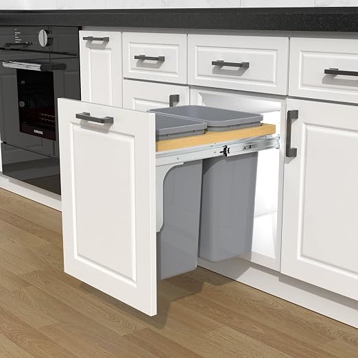 Double Pull Out Under Cabinet Trash Can 35 Qt Garbage Bin - Image 5