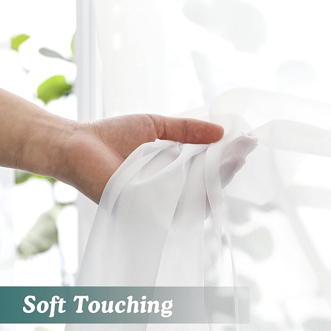 Chyhomenyc White Sheer Curtains 78 Inches Long 2 Panels Set - Image 9