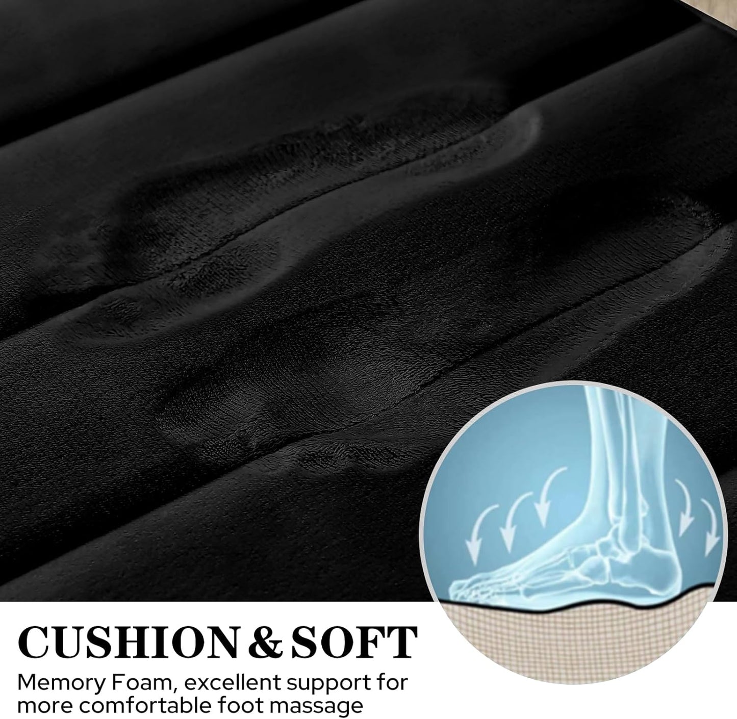 BYSURE Black Memory Foam Bathroom Rug Set 3 Piece, Non Slip Extra Soft Absorbent Washable & Dry Toilet Bath Mat Sets