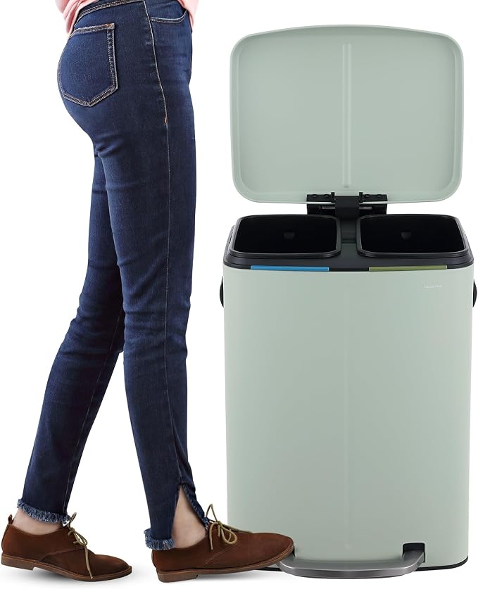 happimess HPM1005E Marco Rectangular 10.6-Gallon Double Bucket Trash Can - Image 6