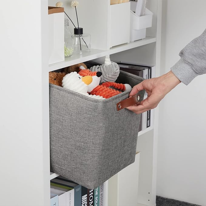 DULLEMELO 12 inch Cube Storage Bins, Large Collapsible Grey Storage Baskets - Image 5