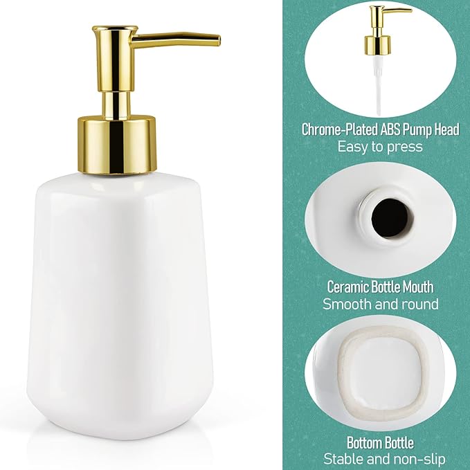 Natheeph Dish Soap Dispenser, Hand Soap Dispenser Ceramic Bottle, Refillable - Image 3