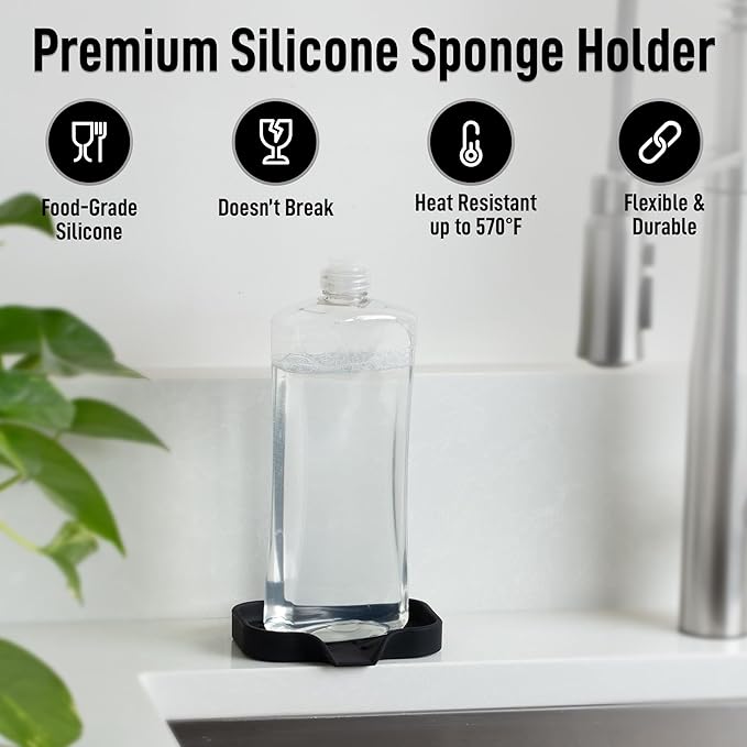 Zulay Kitchen Small Silicone Sponge Holder – Space-Saving Sink Organizer Tray - Image 2