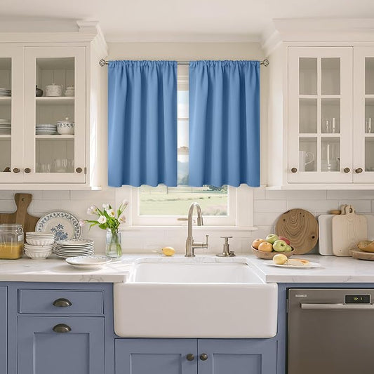 BGment Denim Blue Blackout Curtains 36 Inches Long - Image 2