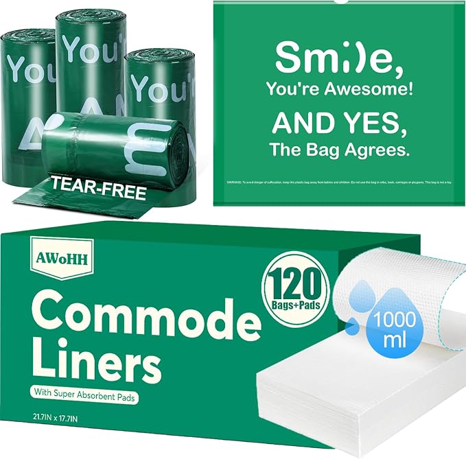 Commode Liners with Absorbent Pads, Universal Disposable Commode/Bed Pan Liners by Unknown
