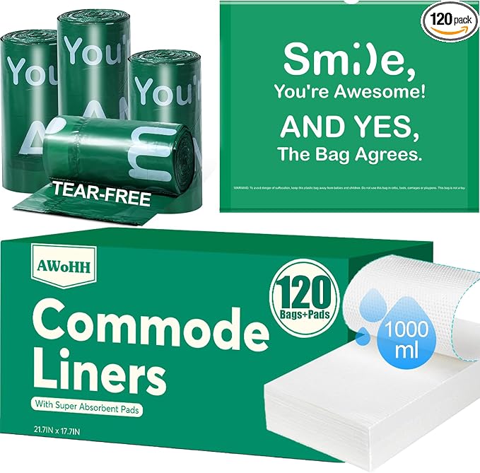Commode Liners with Absorbent Pads, Universal Disposable Commode/Bed Pan Liners by Unknown