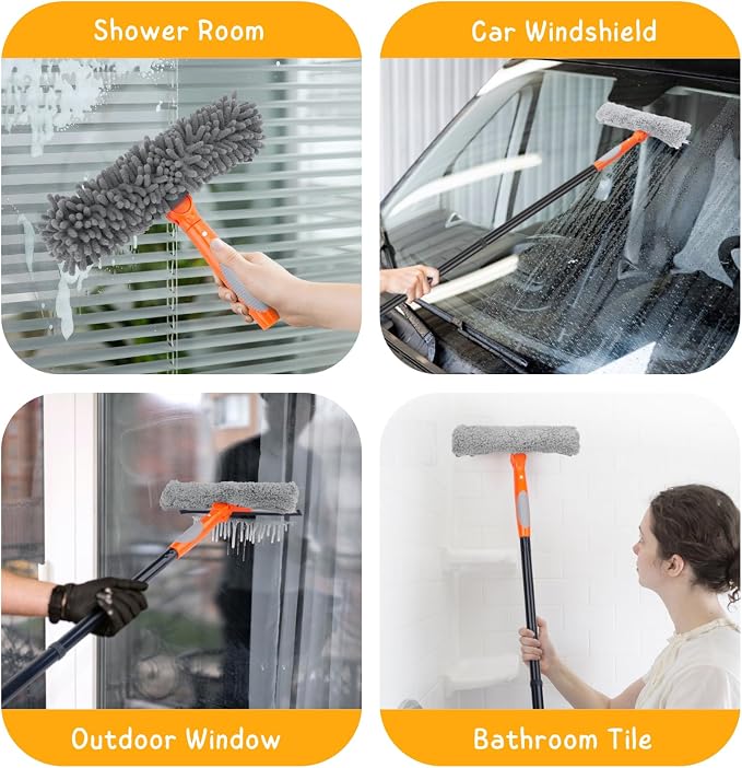 Window Cleaner Tool for Home, 59.5'' Squeegee Kit for Car Windshield, Shower - Image 6