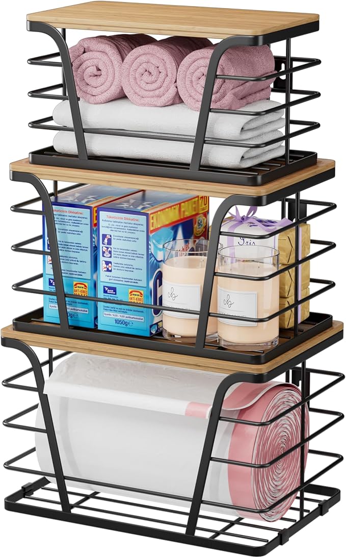 3 Pack Stackable Pantry Organizer, Trash Bag Dispenser Under Sink, Kitchen by TrashBagHolder